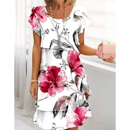 Geometric Floral Summer Midi Dress